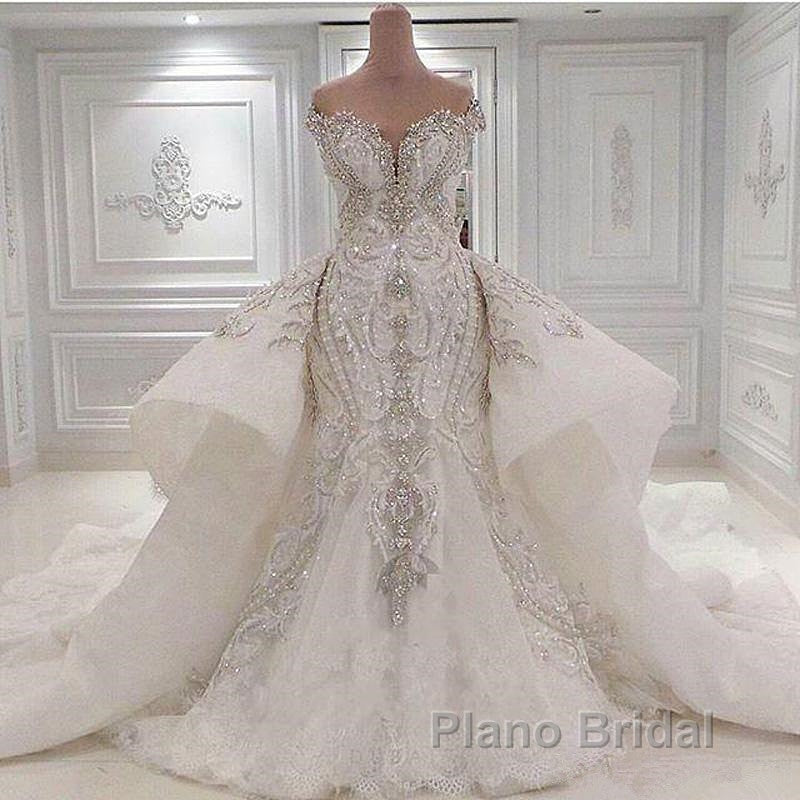 Mermaid Sweetheart Floor Length Wide Hem Tulle Beading Wedding Dress Secondary image