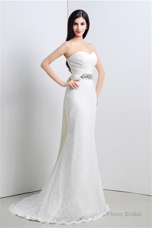 Mermaid Sweetheart Lace Rhinestone Long Wedding Dresses Secondary image