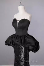 Mermaid Sweetheart Long Black Sequin Formal Prom Dresses