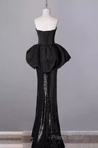 Mermaid Sweetheart Long Black Sequin Formal Prom Dresses