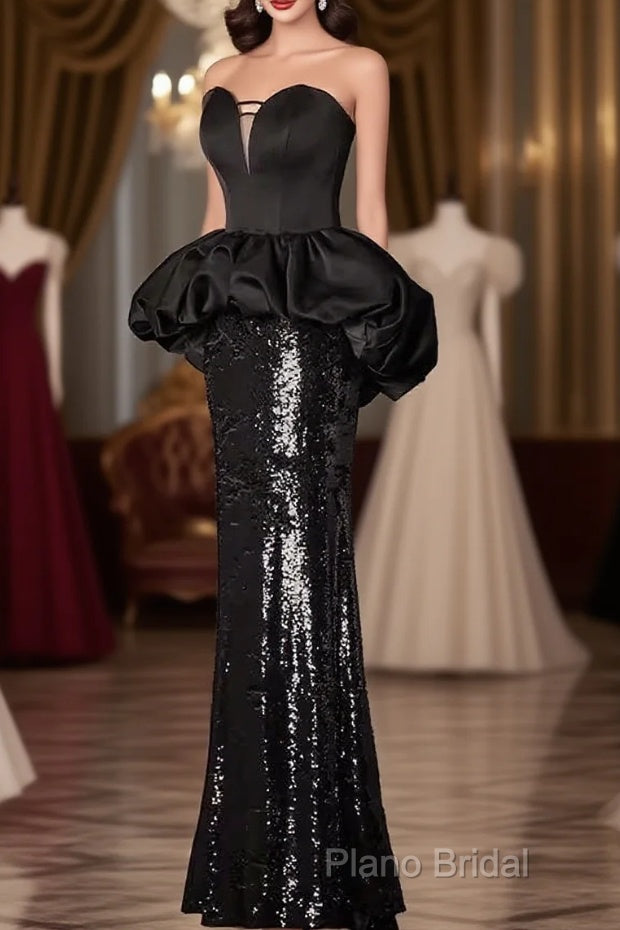 Mermaid Sweetheart Long Black Sequin Formal Prom Dresses Main image