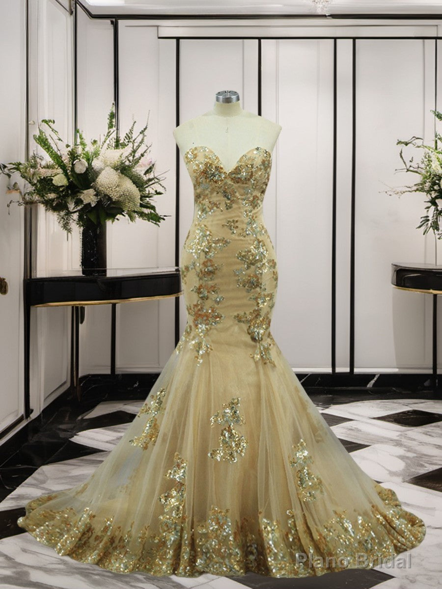 Mermaid Sweetheart Sequin Sweep Train Tulle Dress Main image