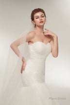 Mermaid Sweetheart White Tulle Wedding Dresses with Appliques