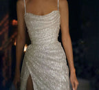 Mermaid Formal Prom Dresses Glittering Dresses Wedding Party Floor Length Sleeveless Scoop Neck Formal Evening Gown
