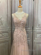 Mermaid / Trumpet Formal Prom Dresses Maxi Dresses Party Wear Sweep / Brush Train Sleeveless V Neck Tulle With Appliques