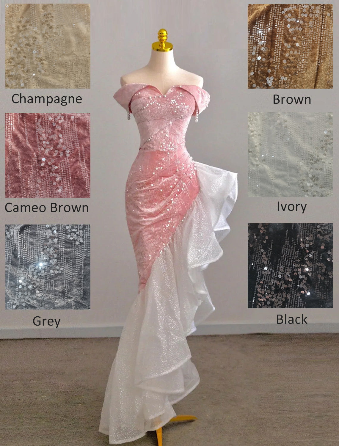 Mermaid / Trumpet Formal Prom Dresses Party Dresses Formal Evening Party Floor Length Sleeveless Off Shoulder Tulle With Pearls Sequin