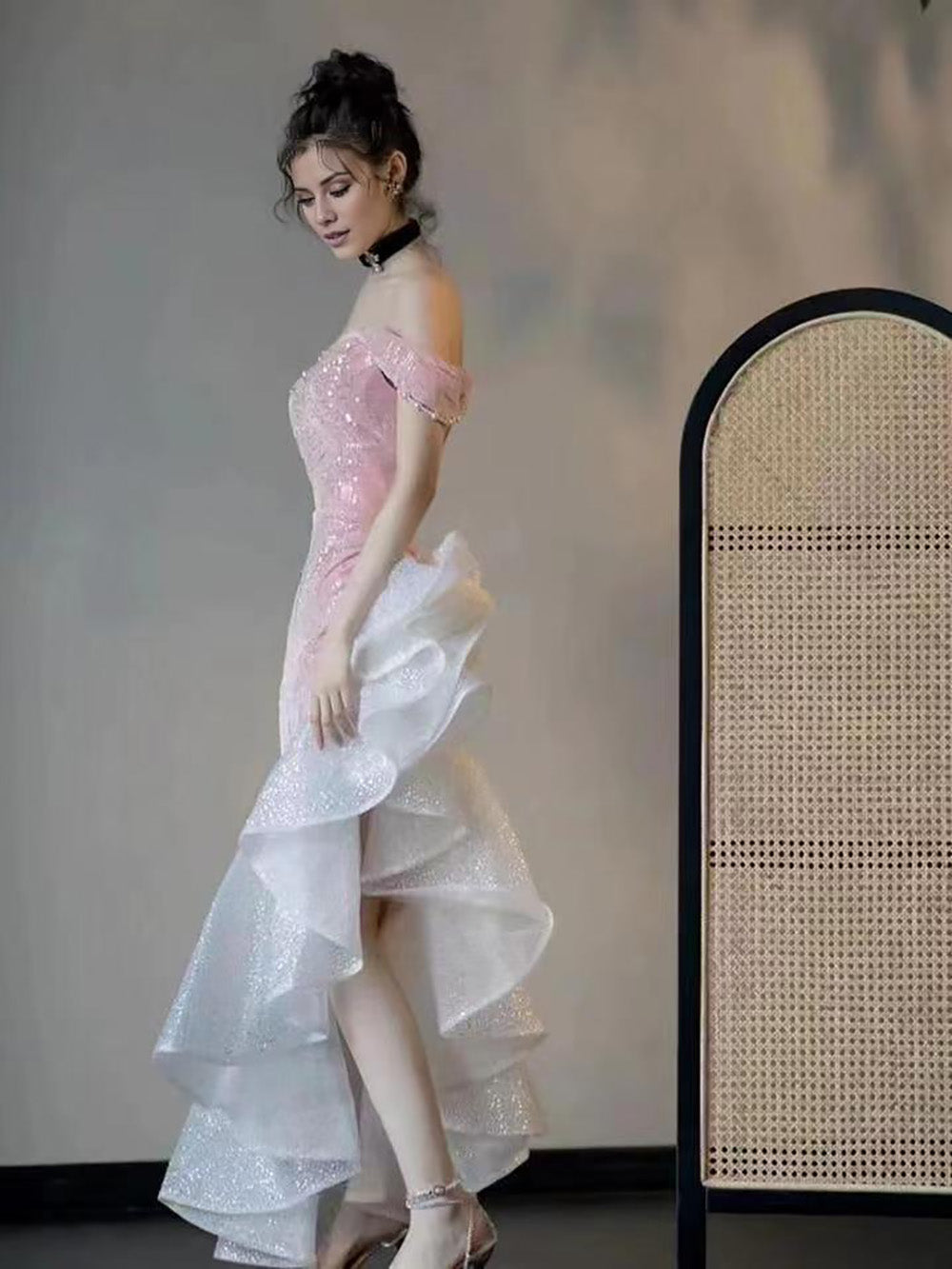 Mermaid / Trumpet Formal Prom Dresses Party Dresses Formal Evening Party Floor Length Sleeveless Off Shoulder Tulle With Pearls Sequin