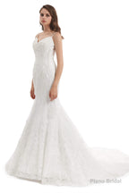 Mermaid Tulle Appliques Sequins Spaghetti Straps Wedding Dresses