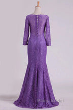 Mermaid V Neck 3/4 Length Sleeve Lace Floor Length Mother Of The Bride Dresses