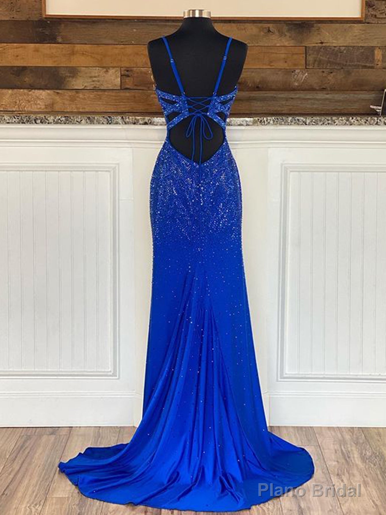 Mermaid V Neck Beaded Jersey Prom Dress with Slit Secondary image