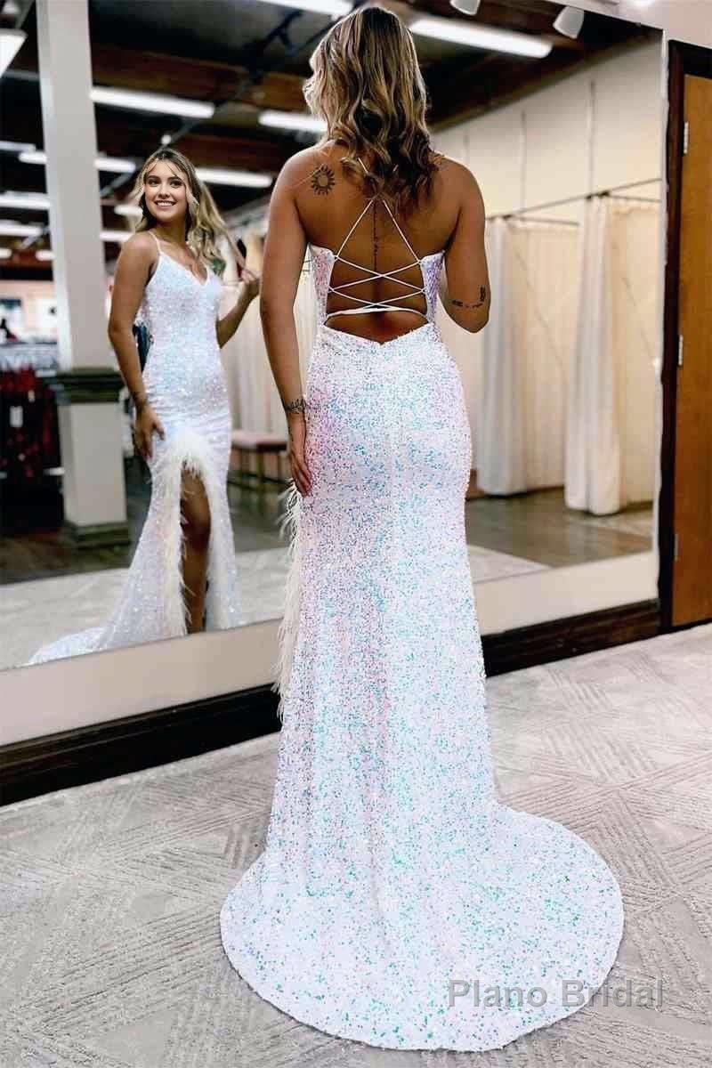 Mermaid V Neck Sequins Long Prom Dress with Slit Secondary image