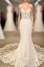 Mermaid V Neck Sweep Train Wedding Dresses Lace Appliques