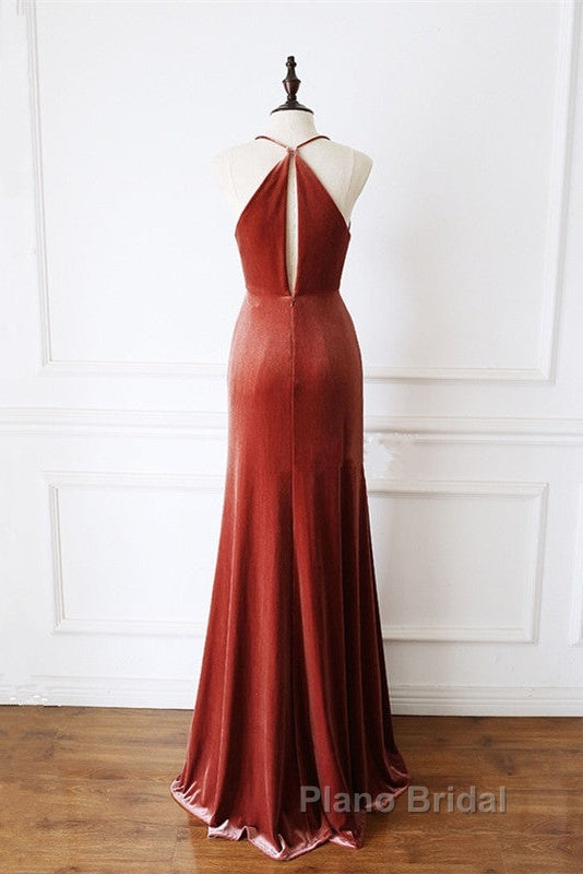 Mermaid Velvet Bridesmaid Dresses Draped Neck