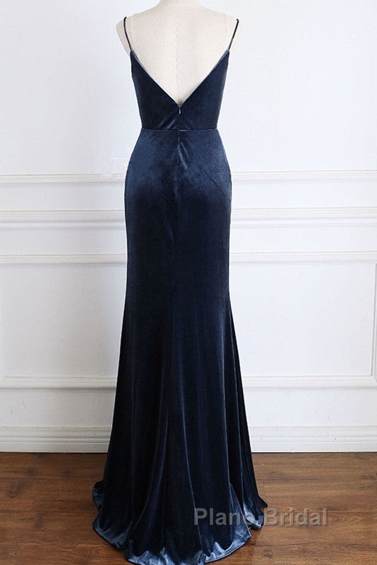 Mermaid Velvet Bridesmaid Dresses Leg Slit