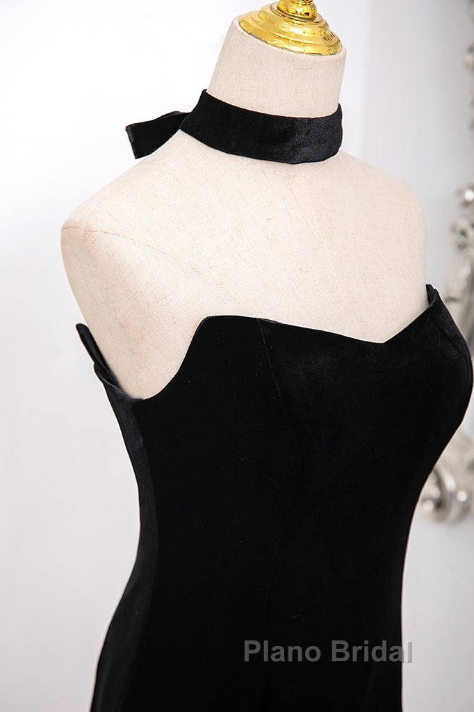 Mermaid Velvet Tulle Black Long Formal Prom Dresses, Black Long Formal Dresses