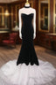 Mermaid Velvet Tulle Black Long Formal Prom Dresses, Black Long Formal Dresses