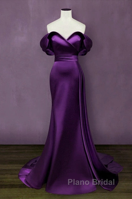 Mermaid Violet Formal Prom Dresses Off The Shoulder