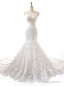 Mermaid White Sweetheart Neck Backless Appliques Wedding Dress