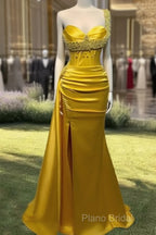 Mermaid Yellow Pearl Strap Dresses