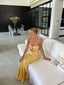 Mermaid Yellow Silk Satin Formal Evening Party Dresses Long Formal Prom Dresses