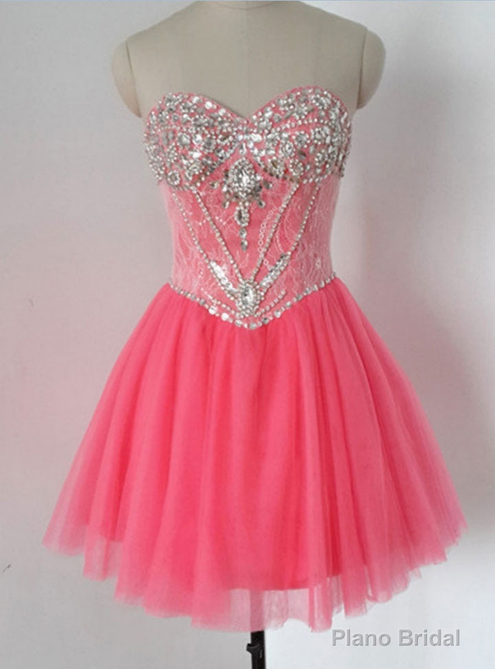 Mini Party Dress Lace Homecoming Dresses Short Prom Dresses Watermelon Prom Dresses Main image