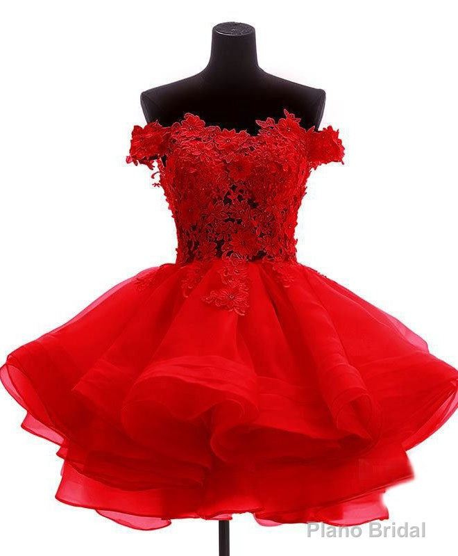 Mini Tulle Lace Short Prom Dress, Lace Cute Homecoming Dress