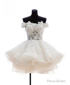 Mini Tulle Lace Short Prom Dress, Lace Cute Homecoming Dress