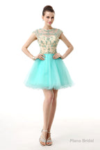 Mint Green Beaded Short Homecoming Dresses