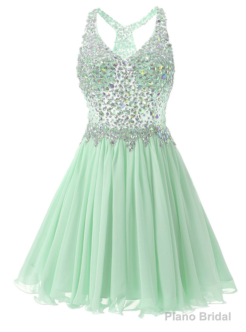 Mint Green Chiffon V-neck Homecoming Dress