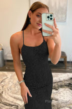 Mint Spaghetti Straps Appliques Prom Dress