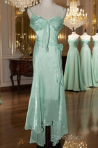 Mint Vintage Spaghetti Strap Chiffon Long Formal Prom Dresses