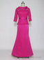 Modern Long High Neck 3/4 Sleeves Mother of the Bride Dresses Formal Dresses