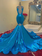 Modern Sequins Appliques V-Neck Sleeveless Long Mermaid Formal Prom Dress