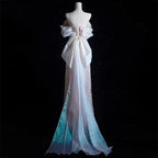 Modest A Line Off The Shoulder Pink Sequin Long Floor Length Pearls Formal Prom Dresses