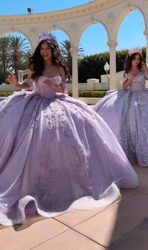 Modest Ball Gown Off The Shoulder Lilac Lace Tulle Long Quinceanera Dresses Formal Gowns Vestido De 15 Anos Sweet 16 Dresses