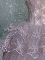 Modest Ball Gown Straps Pink Tulle Formal Prom Dresses 22Th Birthday Outfit