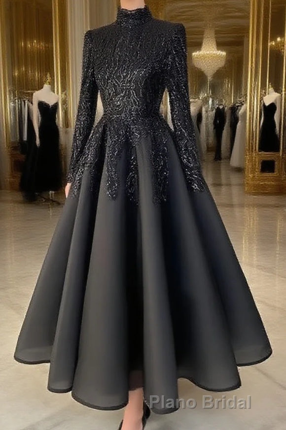 modest blue Formal Prom Dresses lace emroidery evening Dresses Main image