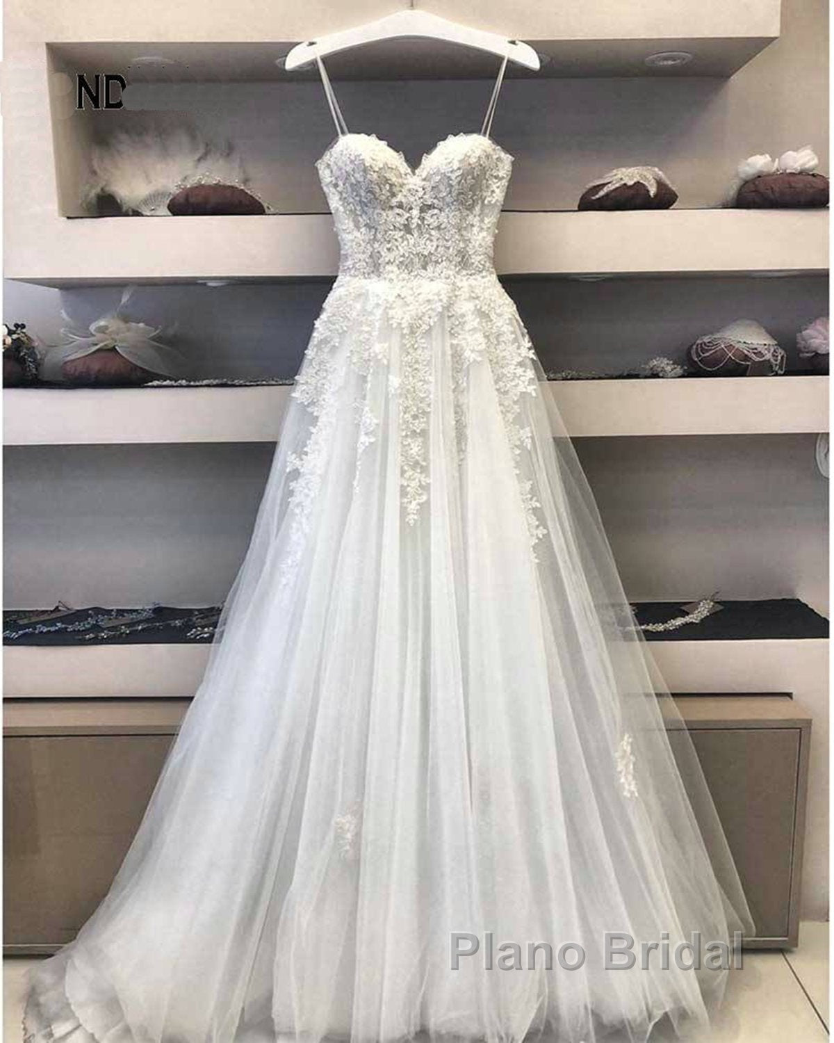 Modest Long A Line Sweetheart Lace Tulle Wedding Dress Secondary image