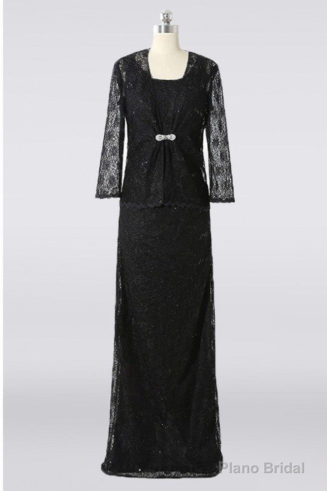 Modest Long Black Lace Mother Of The Bride Main image