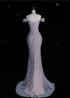 Modest Mermaid Off The Shoulder Sequin Long Formal Prom Dresses Formal Graduation Party Dresses Formal Evening Dresses