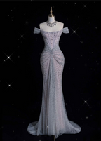 Modest Mermaid Off The Shoulder Sequin Long Formal Prom Dresses Formal Graduation Party Dresses Formal Evening Dresses