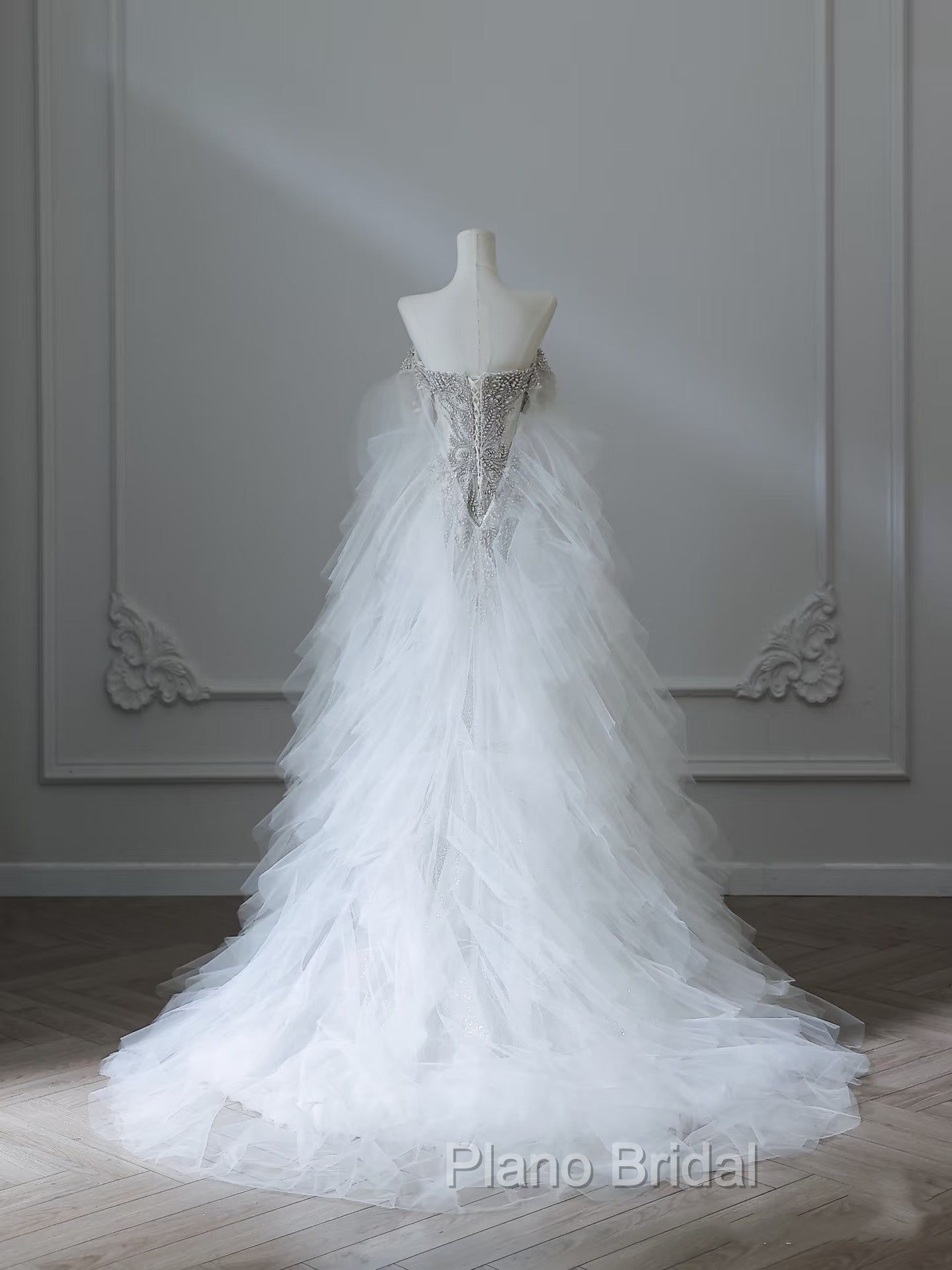 Modest Mermaid Off The Shoulder White Tulle Long Wedding Dresses Brides Dresses