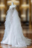 Modest Mermaid Off The Shoulder White Tulle Long Wedding Dresses Brides Dresses