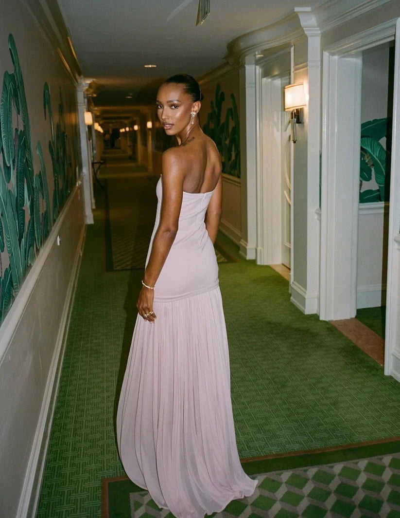 Modest Mermaid Pink Long Formal Prom Dresses Formal Graduation Party Dresses Formal Evening Dresses