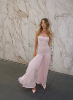 Modest Mermaid Pink Long Formal Prom Dresses Formal Graduation Party Dresses Formal Evening Dresses