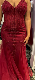 Modest Mermaid Spaghetti Straps Burgundy Sequin Formal Gown 23Rd Birthday Dresses Formal Prom Dresses 20Th Birthday Outfits
