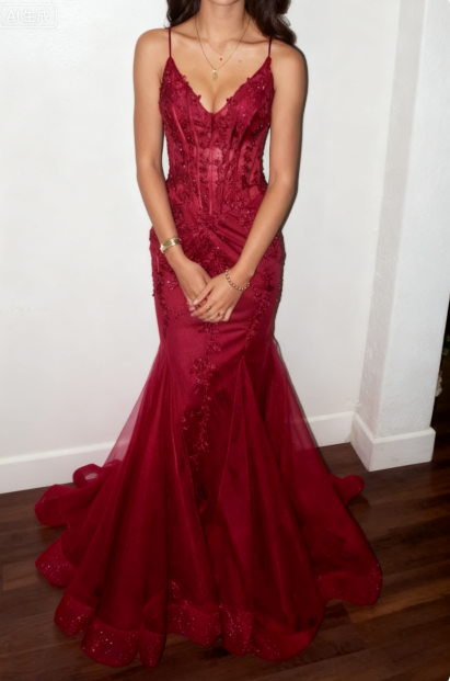 Modest Mermaid Spaghetti Straps Burgundy Sequin Formal Gown 23Rd Birthday Dresses Formal Prom Dresses 20Th Birthday Outfits