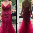 Modest Mermaid Spaghetti Straps Burgundy Sequin Formal Gown 23Rd Birthday Dresses Formal Prom Dresses 20Th Birthday Outfits