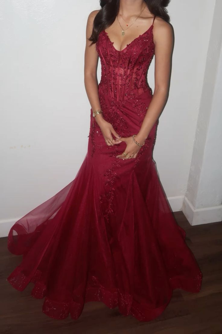 Modest Mermaid Spaghetti Straps Burgundy Sequin Formal Gown 23Rd Birthday Dresses Formal Prom Dresses 20Th Birthday Outfits