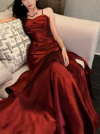 Modest Mermaid Spaghetti Straps Long Formal Prom Dresses Birthday Party Dresses Formal Evening Gowns